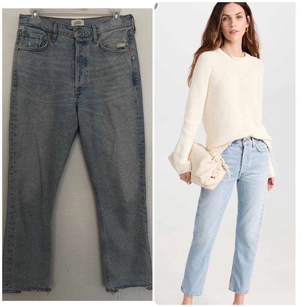 Citizens of Humanity Charlotte Crop High Rise, Straight Distressed Jeans